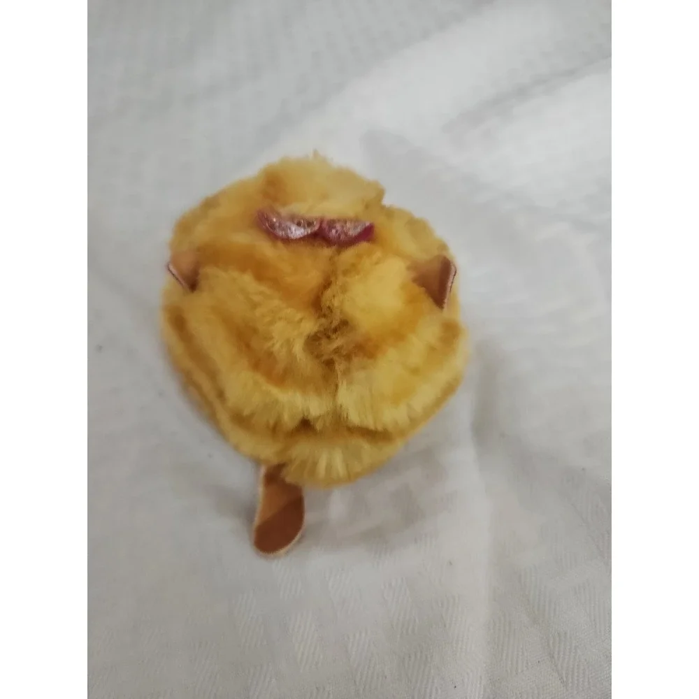 Ty Puffies Tabitha Orange Ginger Cat Plush Round Ball Glitter Eyes Pink Bow